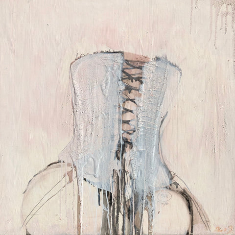 PINK CORSET 2 Size 23,62inx23,62in a painting on canvas by the french contemporary painter James ARAX made in 2006. 