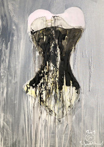 SILVER CORSET 2 Size 25,59inx36,22in a painting on canvas by the french contemporary painter James ARAX made in 2009.