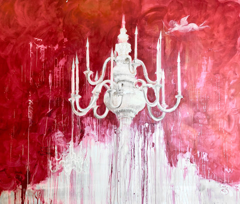 CUPIDON ET LE CHANDELIER 78,74inx66,93in&nbsp; a painting on canvas by the french contemporary painter James Arax made in 2010.